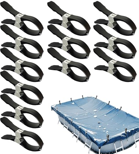 Tanxier Attaches pour Bâche de Piscine - 12 Pièces Attaches Antidérapantes en Acier Inoxydable,Fixations pour Couverture De Piscine | pour Terrasse Jardin Extérieur Pelouse Patio