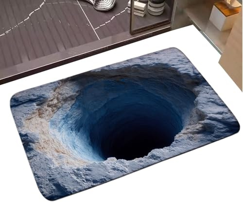 Matoebyr 3D Teppich Mit Optischer Täuschung, Fußmatte Mit Abgrund Illusion, rutschfest, Saugfähig, Fleckenabweisend Und Strapazierfähig, Für Badezimmer, Schlafzimmer, Küche, Eingangsbereich, Haustür