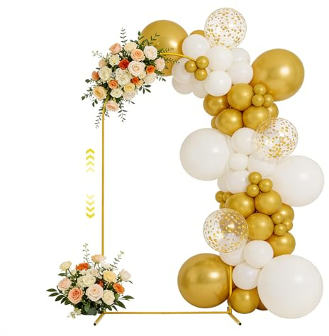Supporto per Arco Matrimoniale, Regolabile in Altezza da 1,8 a 2,2 M, Struttura per Arco Dorata, Arco per Matrimonio, Arco con Palloncini per Matrimonio, Compleanno, Festa, Baby Shower