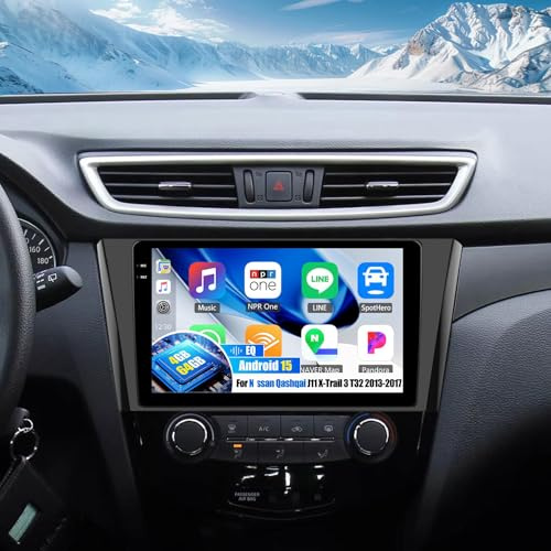 PLKEQS Autoradio 4G 64G Android 15 per N-issan Qashqai J11 X-Trail 3 T32 2013-2017 con CarPlay Wireless Android Auto, Touchscreen da 10,1'' con WiFi GPS Bluetooth FM RDS EQ SWC Telecamera,Y1