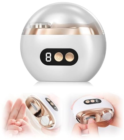 ZFFAFUR 3-in-1 Rechargeable Electric Nail Clipper, Automatic Nail Trimmer with 3 Speeds, LED Light & Polisher, Safe Nail Cutter for Adults, Seniors, and Baby Fingernails & Toenails
