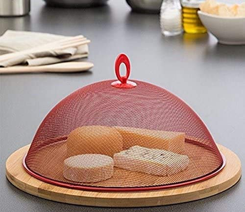 2 x 35cm Large Round Dome Plate Cover-Metal Mesh Food Cover w/Handle, Easy Clean