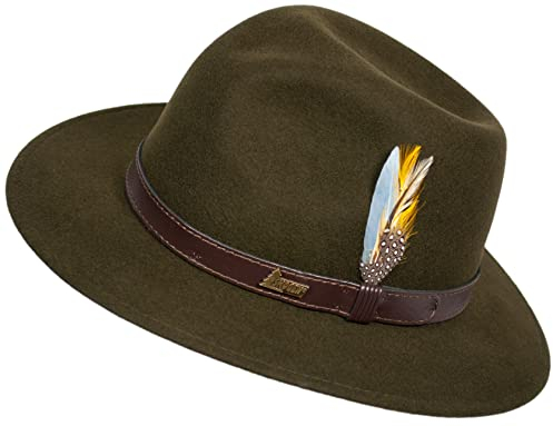 Hubertus Jagdhut mit Ledergarnitur + Feder für Damen und Herren (57)