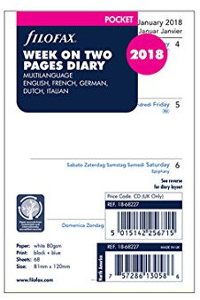 Filofax Pocket Woche auf zwei Seiten Englisch 2018 Diary