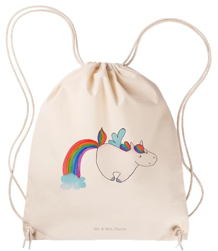 Mr. & Mrs. Panda Sportbeutel Einhorn Fliegendes Pferd - Geschenk, Turnbeutel Baumwolle, Beutel Rucksack, Kleine Sporttasche, Unicorn, Glitzer,
