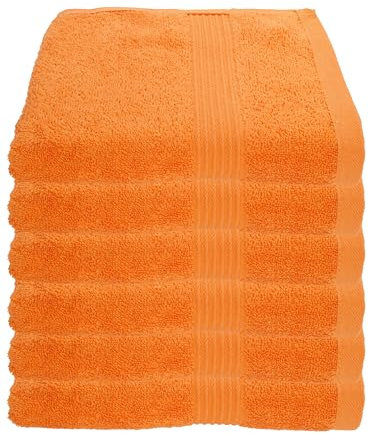 Julie Julsen 6er Pack Handtuch 23 Farben erhältlich weich und saugstark 500gsm Öko Tex Orange 50 x 100 cm