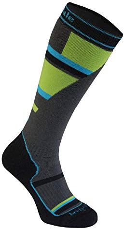 Bridgedale Unisex Youth Junior Mountain-Merino Endurance Socks, Grey/Green, L