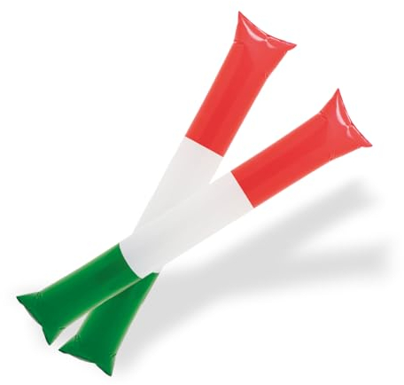 FUN FAN LINE – 5er Paar-Pack Wiederverwendbare aufblasbare Bam Bam-Sticks | Laute Klatschstöcke für Partys, Fußball und Veranstaltungen | Sport- und Partyzubehör (Italien x5)