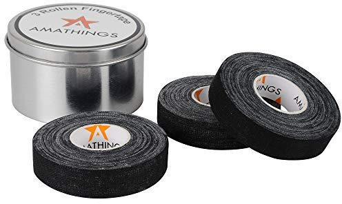 AMATHINGS 3 Rollen Klettertape in der Metallbox 1,5cm breit in schwarz ideales Fingertape und Sporttape für Klettern Bouldern Kraftsport Volleyball Kampfsport