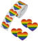 Regenbogenband-Aufkleber, 500 Stück, Love Gay Pride, 7 Farben, Streifen, herzförmig, Rolle Klebeband für Gay Pride Feiern (Herz)