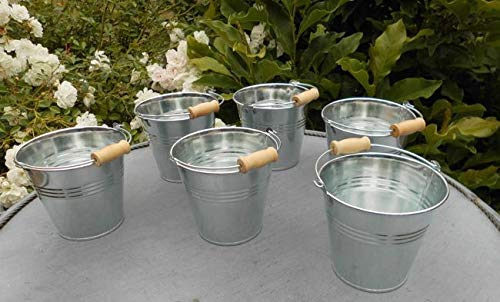 Zinkeimer Blecheimer 6 Stück Pflanztöpfe Blumentopf Tisch-Deko D 11 cm