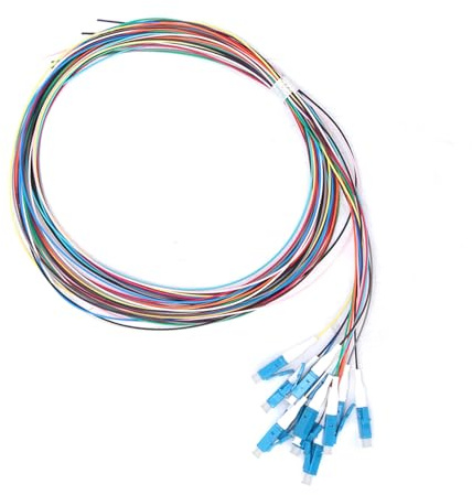 Garosa Glasfaser LWL-Pigtail 12-adrig LC/UPC Single-Mode mit geringem Einfügungsverlust Keramikhülse 1,5 m Stränge Farbig sortierte Pigtail Sets