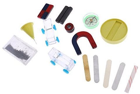 Tenlacum Pädagogisches Magnet-Set – Hufeisen-Bar-Kompass-Puder-Set für Studenten, Wissenschaft, Experimentierspielzeug, Lernen