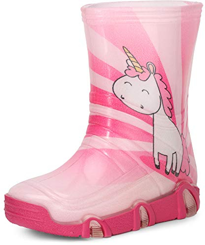 Ladeheid Stivali in Gomma Bambino e Bambina SwkBW30 (Rosa Unicorno 30, 31/32 EU)