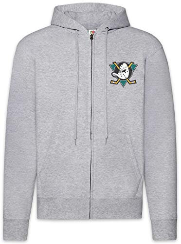 Urban Backwoods Ducks Hockey Herren Zipper Hoodie Kapuzenpullover Grau Größe XL