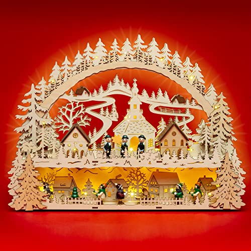 SIKORA LB88 beleuchteter LED Holz Schwibbogen Weihnachtsdorf inklusive Trafo