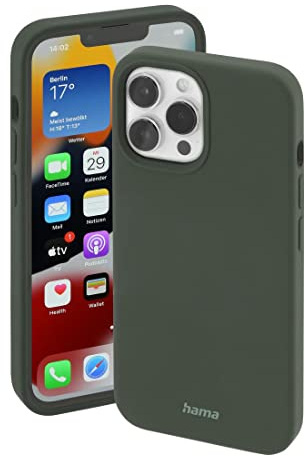 Hama Hülle für Apple iPhone 13 Pro Max kompatibel mit MagSafe (Magnetische Hülle für induktives Laden, Handyhülle schützt vor Stößen, Kratzern und Schmutz, seidig Mattes Case aus robustem TPU) grün