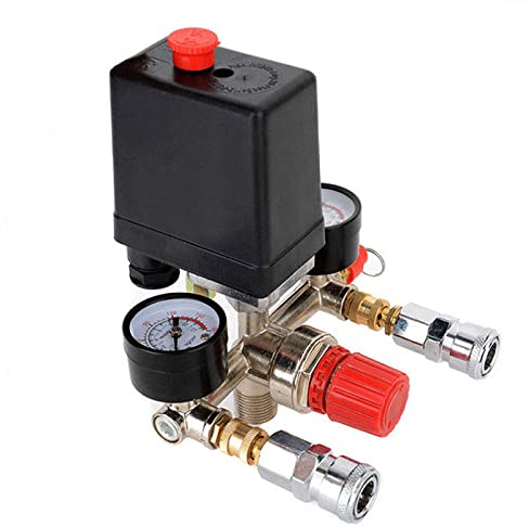 URCheers 230V 175PSI Druckschalter mit Manometer - Luftkompressor - Druckregler - Kompressor - Regelventilregler mit 2 Messanzeigen