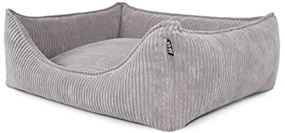 Mypado Cord Hundebett Cordula edel samtig und weich Gr. M Füllung Visco-Schaumstoff, Farbe Grau