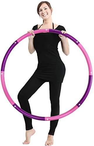 1,4kg Gewicht Hoola Hoop Fitness Hula Hoop Reifen für Erwachsene Anfänger und Fortgeschrittene 8 Teiliger und 100 cm Fitnessgerät für Zuhause Hullahub Reifen zum Abnehmen (1.40)