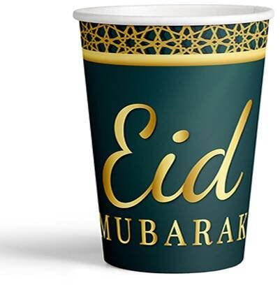 Generisch Lot de 8 gobelets en carton Eid Mubarak de 20 g