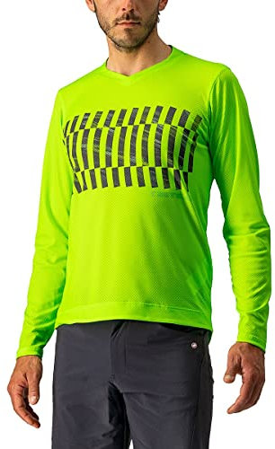 CASTELLI 4522009-383 Trail TECH LS Tee Sweatshirt Men's Elektrischer Limette/dunkler Kalk XS