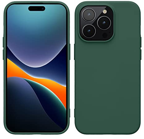 kwmobile Custodia Compatibile con Apple iPhone 14 Pro Cover - Back Case in Silicone TPU - Protezione Smartphone per Caricatore Wireless - verde militare