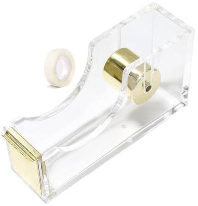 Hibucuo Klebebandspender, Transparent Acrylic Klebebändabroller, Clear Klebeband-Spender, Tape Schneider, Tape Cutter Desktop Schreibwaren, Rutschfest, Einfache Handhabung