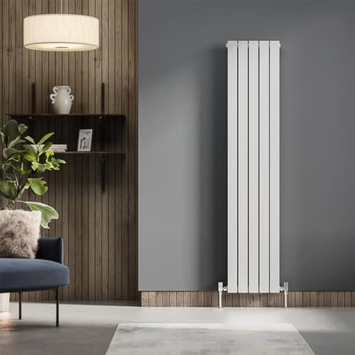 Go Bathrooms Pinta 1600 x 340mm Vertical Radiator Flat Panel Single Column Tall Upright Radiator White Wall Mounted Central Heating Includes Mounting Brackets