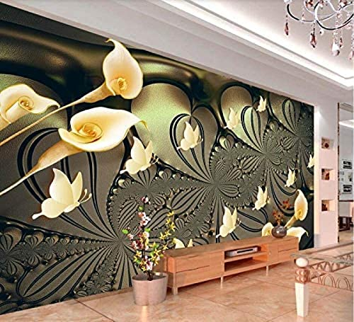Kreative Schwarz Goldene Calla Moderne Dekoration Hd Kunstdruck Poster Bild Für Wohnzimmer Wanddekoration Tapeten Wohnkultur Fototapete 3D Effekt Wohnzimmer Schlafzimmer Kinderzimmer-430Cm×300Cm