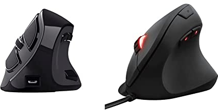 Trust Voxx Vertikale Kabellose Maus, Wiederaufladbare Ergonomische Funkmaus, Bluetooth und 2.4 GHz Verbindung, 9 Tasten, schwarz Gaming GXT 144 Rexx Vertikale Gaming Maus, Schwarz