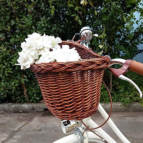 LAFENGYAN Fahrradkorb Vorne Hollandrad, Abnehmbar Hundekorb Fahrrad Vorne Kinder,Festmontage Fahrradkorb Hund Vorne, Mit Clip On Halter Lenkerkorb Schultaschenkorb. (Dunkelbraun,XL)