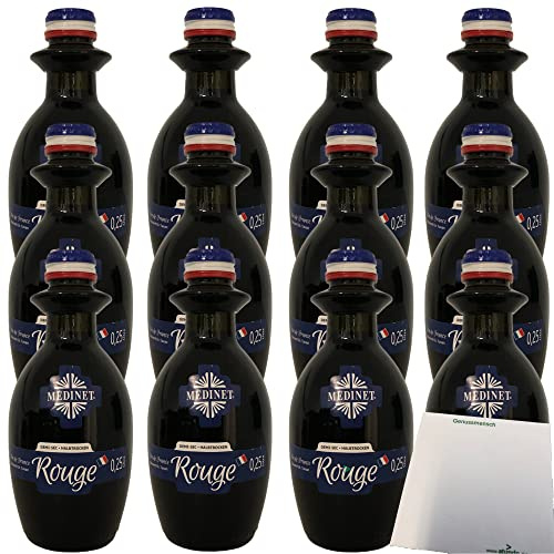 Medinet Rouge Rotwein halbtrocken rot vollmundig fruchtig 12%vol. 12er Pack (12x0,25 Liter Flasche) + usy Block
