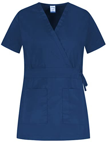 B-well Laura Kasacks Damen Pflege Kasack Damen Spa Kosmetikerin Kleidung für Kosmetikerin, Friseurin, Masseurin, Physiotherapeutin, Spa (Dunkelblau, L)