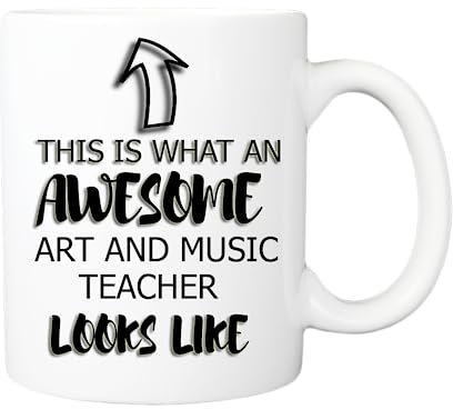 Pickhut Art and Music Teacher Mug - This is What an Awesome Teacher Looks Like - Great Gift for Birthday, Christmas, Secret Santa