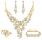 EVER FAITH Parure de mariée avec pendentif en forme de Y, collier et boucles d'oreilles, bracelet et bague pour bal de fin d'année, ton argenté clair, cristal, Pas de gemme