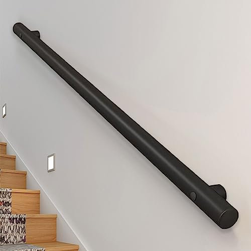 Barandillas modernas para escaleras - 3m/3.5m/4m/4.5m - Negro mate, pasamanos para escaleras de metal de acero inoxidable para montaje en pared para escalones de interior y exterior - Kit completo ( S