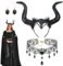 SPHERETRON Schwarze Hörner Kopfschmuck Haarreif Teufelshörner Königin für Halloween Karneval Cosplay Damen