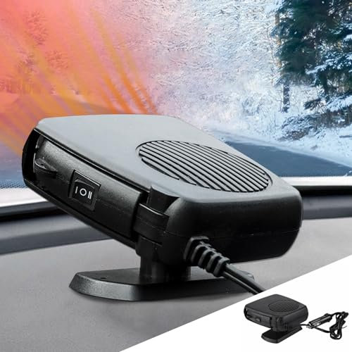DAZZTIME Radiateur soufflant de voiture, portable, 150 W, avec support rotatif à 360°, fonction de purification de l'air, pour pare-brise, chauffage rapide, dégivrage