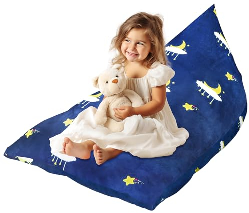 KOCNYDEY Stuffed Animal Bean Bag Kinder Sitzsack Kuscheltier Spielzeug Stofftier Sitzsack Kinderzimmer Kinderliege Sitzsäcke Aufbewahrung Sitzsack Kinder Faltbar Große Kapazität für Kinder Dunkelblau