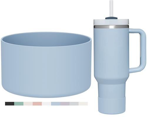 Affute Protective Silicone Boot for Stanley Quencher H2.0 40 30 20 oz & IceFlow Flip 30 20 oz, BPA Free Anti-Noise Anti-Scratch, Stanley Cup Protector Sleeve Cover Boot (Chambray)