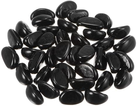 sourcing map Perles de verre pour brasero - 17 à 19 mm - 330 g - Pierres en verre brillant pour aquarium, décoration de jardin succulente, noir