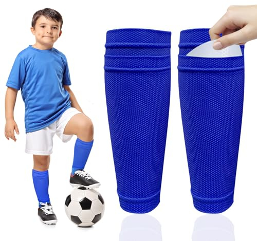 Fußball Schienbeinschutz Socken, Schienbeinschoner Socken Kinder Fußball Sleeve Stutzen Atmungsaktiv Schienbeinschutz Socken Schienbeinschoner überzieher für Juniorsportaktivitäten 6-9 Jahre
