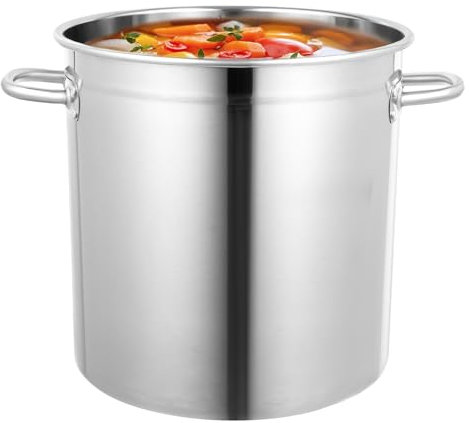 BAOCHADA 35L Edelstahl Kochtopf Großer Kapazität Suppentopf, Kochtopf für Suppen Edelstahltopf mit Deckel, Campingkochtopf 201 Edelstahl Suppentopf für Eintopf & Braten, Silber