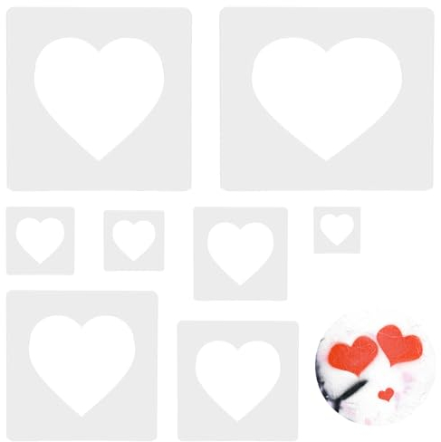 Littlegaofeithing 8Pcs Peinture Coeur Pochoir,Heart Stencils in Different Sizes,pour la Peinture sur la Fenêtre Murale Décoration de la Maison Artisanat de Bricolage
