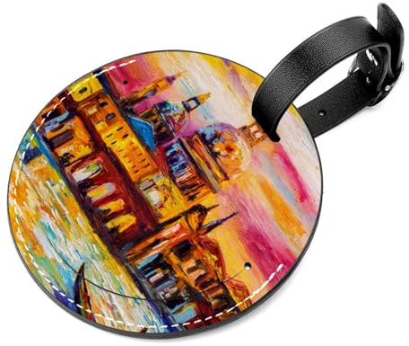 Gepäckanhänger für Koffer, Taschen, Rucksäcke, Gepäck, Handtasche, Schule, Instrumentenanhänger, Etikett, Venedig, Italien, Ölgemälde, 2 Stück