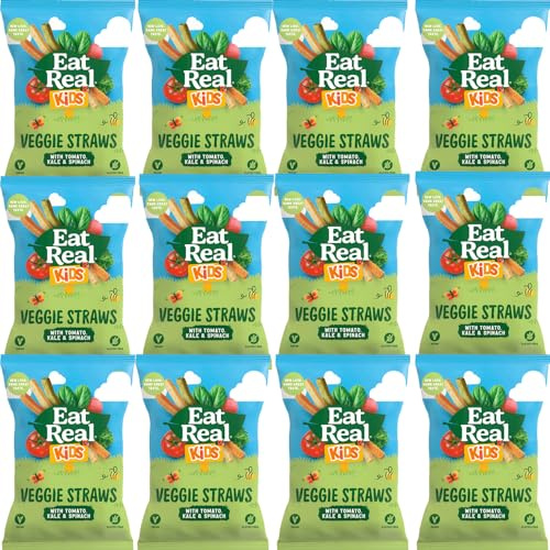 Eatt Real Veggie Straws 20g - with Spinach Kale and Tomatoes (12 Packs)