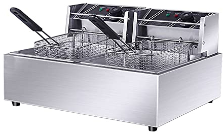 LAMEDOAT Large Capacity Electric Deep Fryer, Stainless-Steel Frying Machine, Adjustable Temperature, Temperature Limiter, for Commercial and Home Use