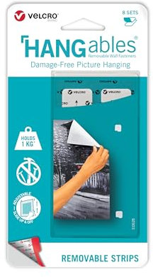 Velcro Brand - HANGables Picture Hanging Strips- 6 Packs of 8 Sets - 19mm Squares - Damage Free Picture Hanging for Pictures, Mirrors, Wall Décor - 4 Squares Hold 1kg - Hang up to 12 Pictures