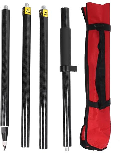2 M Langer Vermessungsstab, Abnehmbarer 4-teiliger RTK-GPS-Prismenstab, Vermessungsstab aus Kohlefaser mit Libelle 0 Mm Konstant, Aufbewahrungstasche